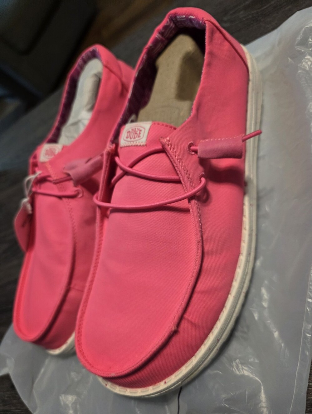 Hey Dude Women's Wendy Neon Pink Canvas Casual Shoes